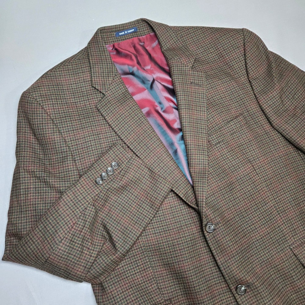 Ralph Ralph Lauren Sport Coat Brown Houndstooth‎ 100% Lambswool Blazer